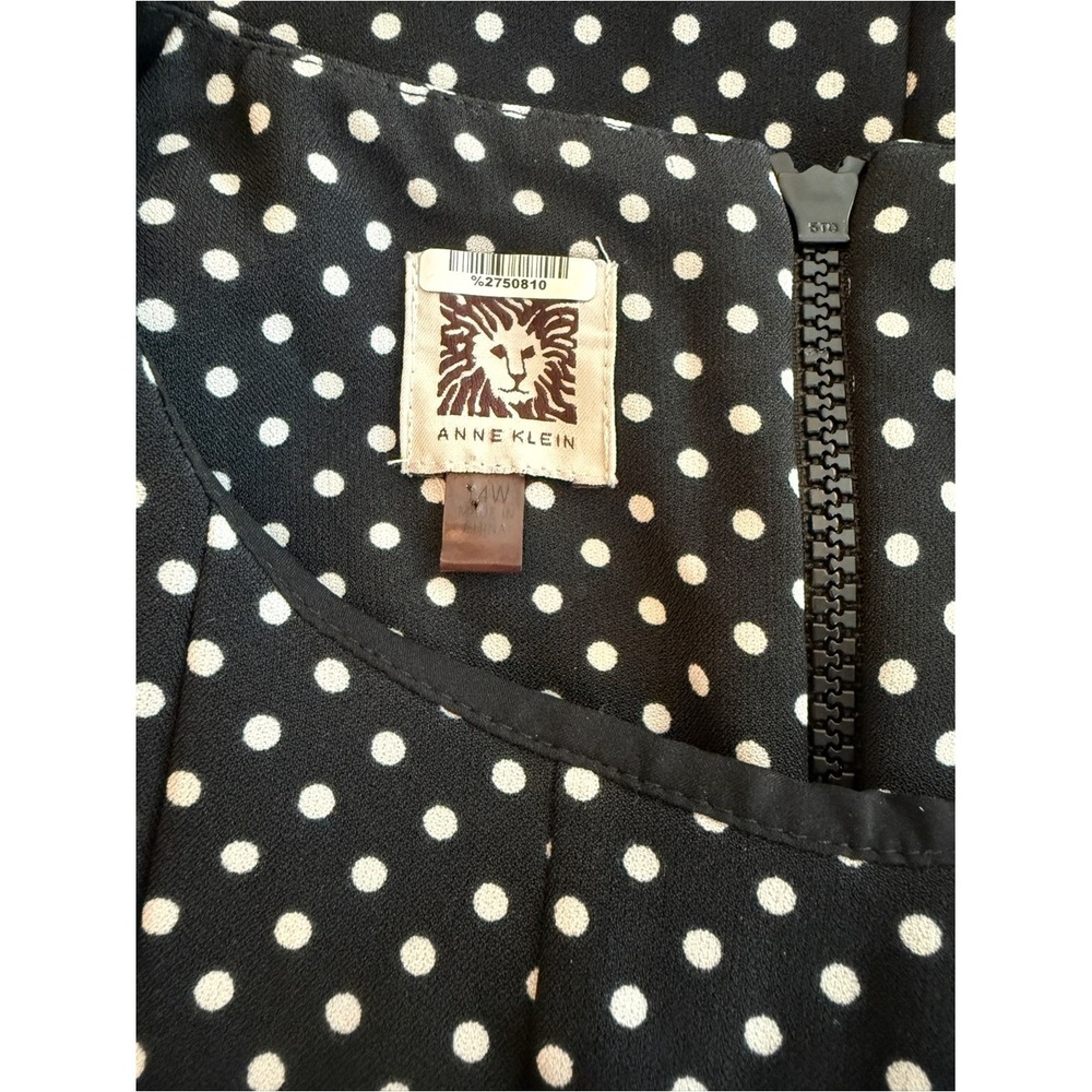 Anne Klein Black Dress with White Polka Dots Size 14W - Picture 3 of 16
